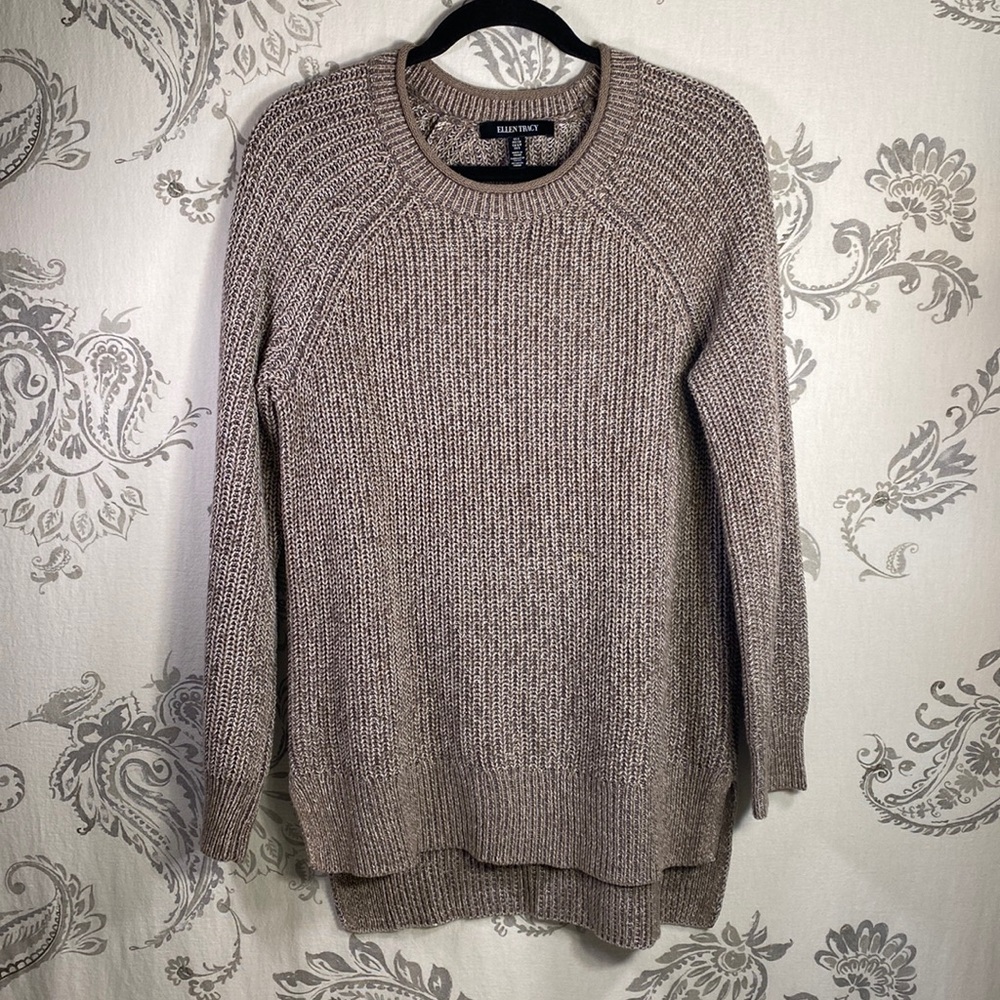 Ellen Tracy Chunky Knit Hi Low Hem‎ sweater